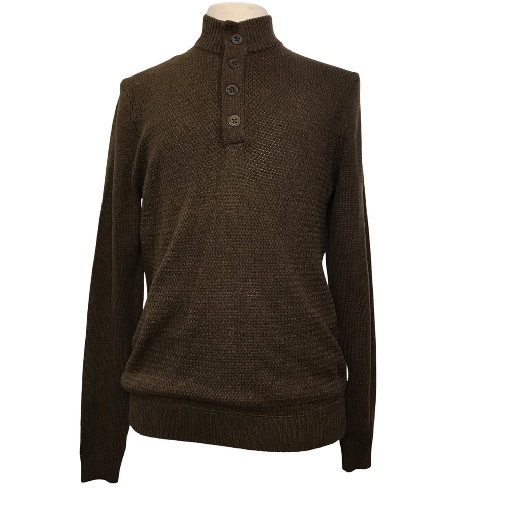 G.H. Bass & Co knit 4 Buttons Grandpa Sweater Men’s Size M Color Brown Pullover